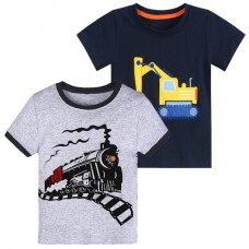 Cm-Kid Toddler Boys T-Shirts 2 Pack Excavator Graphic Tops