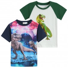 Cm-Kid Toddler Boy Short Sleeve Dinosuar T-Shirts Summer 2-Pack Tops