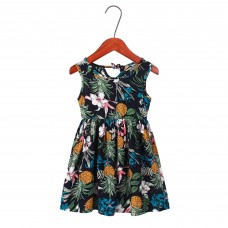 CM-Kid Summer Dresses for Girls Floral Beach Sleeveless Dresses