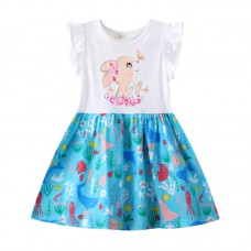 CM-Kid Girls Easter Bunny Print Dress Casual Outfit