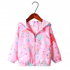 CM-Kid Toddler Girl Windbreaker Hooded Long Sleeve Sweatshirt Zipper Jacket