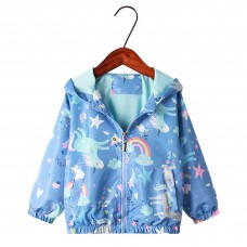 CM-Kid Toddlers Jacket Unicorn Graphic Hooded Windbreaker Girls Long Sleeve
