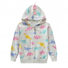 CM-Kid Toddler Girls Hoodies Zipper Cotton Dinosaur Sweatshirt Jacket