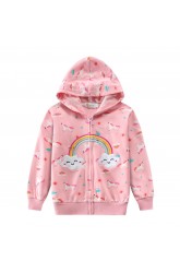 CM-Kid Toddler Girls Zipper Hoodie Rainbow Hooded Sweatshirt Jacket
