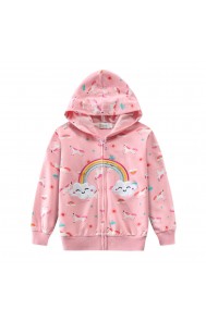 CM-Kid Toddler Girls Zipper Hoodie Rainbow Hooded Sweatshirt Jacket