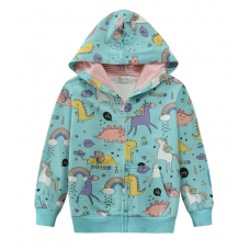 CM-Kid Toddler Girls Hoodies Unicorn Dinosaur Cotton Sweatshirts Zip Up Jacket Winter clothes 2-7t