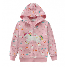 CM-Kid Toddler Girls Hoodies Unicorn Cotton Casual Long sleeve Sweatshirts Zip Up Jacket 2-7t