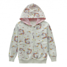 CM-Kid Littel Girls Hooded Sweatshirts Unicorn Print Zipper Casual Winter Outwear Jacket 2-7T