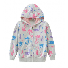 CM-Kid Toddler Girls Zipper Hoodie Casual Outwear Mermaid Hooded Sweatshirt Jacket 2-7T