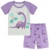 POPTEM Toddler Girls Pajamas Short Sleeve Dinosaur Pjs Cotton Sleepwear Sets Purple 2-Piece
