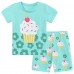 POPTEM Toddler Pajamas Girls Cupcake Pjs Short Sleeve Cotton Sleepwear Sets 2-Pieces Mint Green 