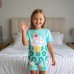 POPTEM Toddler Pajamas Girls Cupcake Pjs Short Sleeve Cotton Sleepwear Sets 2-Pieces Mint Green 