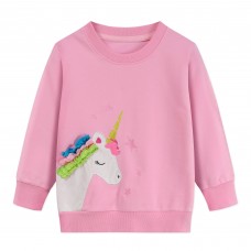 CM-Kid Unicorn Sweatshirts for Girls Cotton Crewneck Pullover Tops