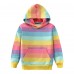 CM-Kid Toddler Girls Hooded Sweatshirt Rainbow Color Block Hoodies