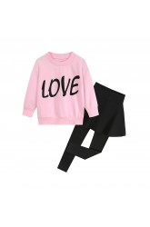CM-Kid Girls Outfit 2-Piece Clothes Set Cotton Sweatshirt Leggings Sets