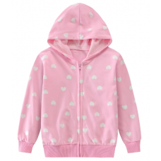 CM-Kid Little Girls Hoodie Zip up Sweatshirt Zipper Heart Valentine's Day Cotton Outdoor Jacket 2-7T