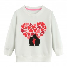 CM-Kid Girls Toddler Sweatshirts Heart Print Long Sleeve Pullover Tops