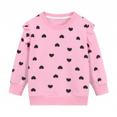 CM-Kid Toddler Girls Valentine Day's Sweatshirts Heart Cotton Ruffle Long Sleeve Crewneck Tops