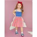 CM-Kid Toddler Girl Dresses 4th Of July American Flag Sleeveless Sun Dresses