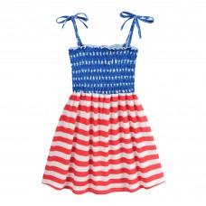 CM-Kid Toddler Girl Dresses 4th Of July American Flag Sleeveless Sun Dresses