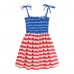 CM-Kid Toddler Girl Dresses 4th Of July American Flag Sleeveless Sun Dresses