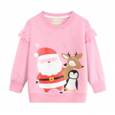 CM-Kid Girls Sweatshirt Christmas Reindeer Pullover Santa Crewneck Tops