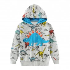 CM-Kid Toddler Boys Hoodies Long Sleeve Sweatshirt Dinosaur Zip Jacket