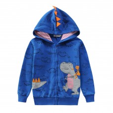 CM-Kid Toddler Boys Hoodies Front Zip-up Dinosaur Hooded Sweatshirts