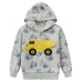 CM-Kid Little Boys Hoodie Front Zipper Truck Sweatshirt Long Sleeve Hood Casual Jacket 2-7t