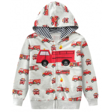 CM-Kid Little Boys Truck Sweatshirt Long Sleeve Zip-up Casual Hooded Zipper Outdoor Hoodies Jacket 2-7t