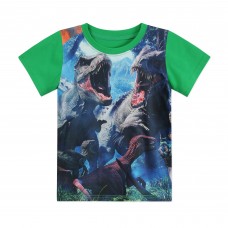 CM-Kid Toddler Boys Short Sleeve Shirts 3D Dinosaur Summer Cotton Tops