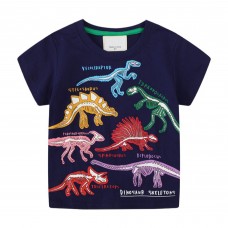 CM-Kid Toddler Boys Dinosaur Shirts Luminous Cotton Summer Tops For Kids