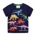 CM-Kid Toddler Boys Dinosaur Shirts Luminous Cotton Summer Tops For Kids