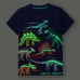 CM-Kid Toddler Boys Dinosaur Shirts Luminous Cotton Summer Tops For Kids