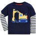 Cm-Kid Boy Excavator Sweatshirts Striped Shirt Cartoon Long Sleeve Tops