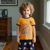 POPTEM Boy Pajamas Short Sleeve Basketball Pjs Cotton Sleepwear Sets 2-Pieces Yellow 