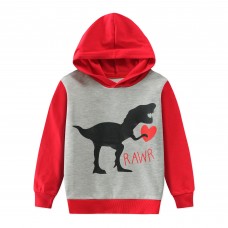 CM-Kid Boys Hoodie Valentine's Day Hoodies Dino Hooded Sweatshirt