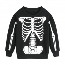 CM-Kid Boys Halloween Sweatshirts Toddler Boy Glowing Skeleton Tees Tops