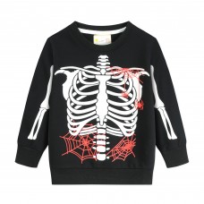 CM-Kid Boys Sweatshirts Toddler Boy Long Sleeve Hallowen Skeleton Tops
