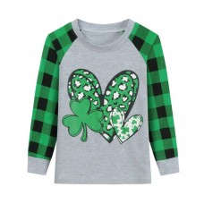 CM-Kid Girl Saint Patrick's Day Irish Shamrock Pullover Sweatshirt Long Sleeve Tees